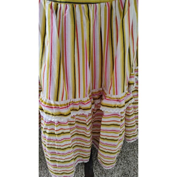 Vtg Handmade Cotton Tiered Ruffled Midi Skirt Sz 6 Cottage Coquette Boho Prairie - Picture 3 of 7